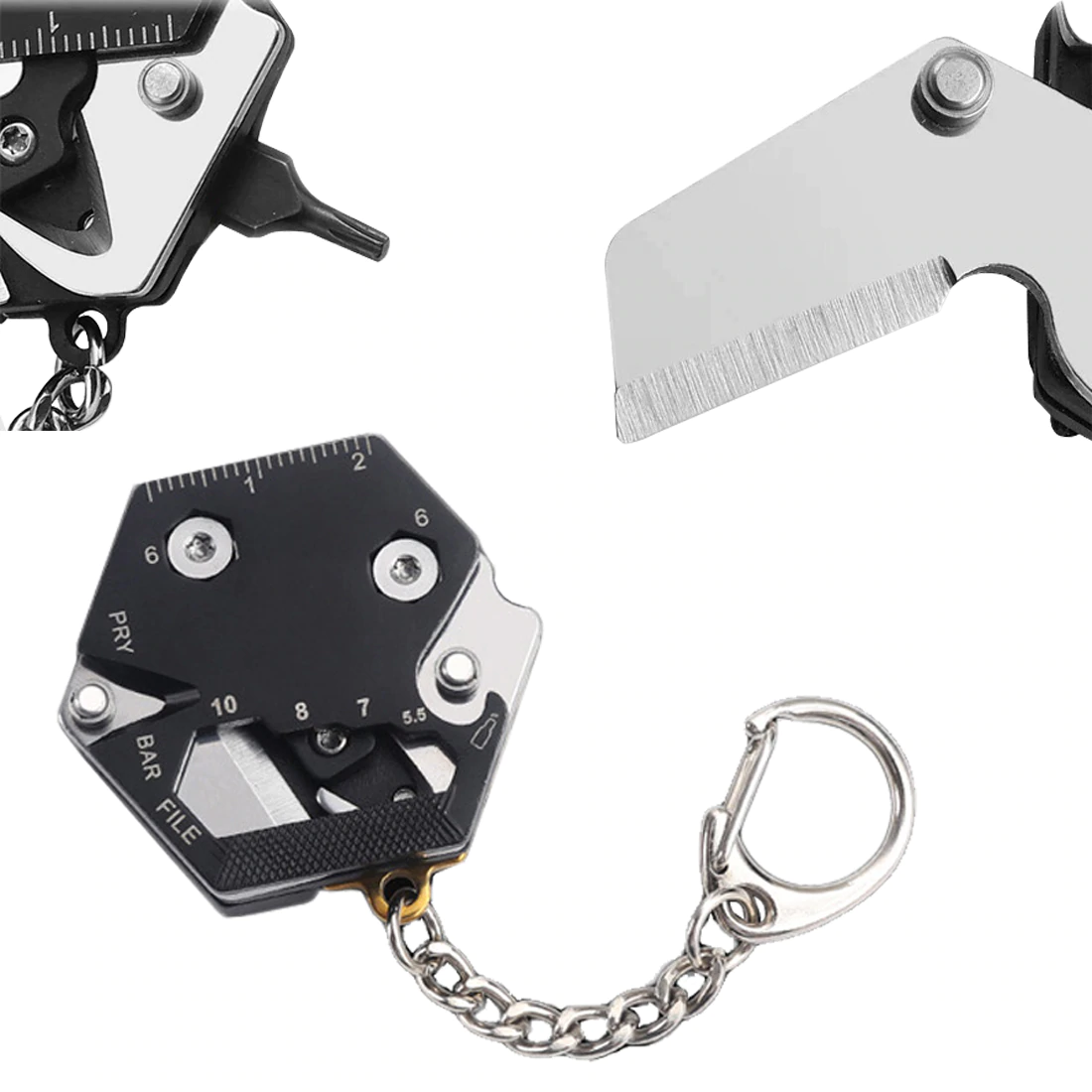 Multitool Hexagonal Kit - Mini Pocket Survival Tool Set Keychain