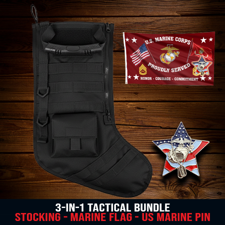 3-in-1 Tactical Bundle: Stocking + Marine Flag + US Marine Pin