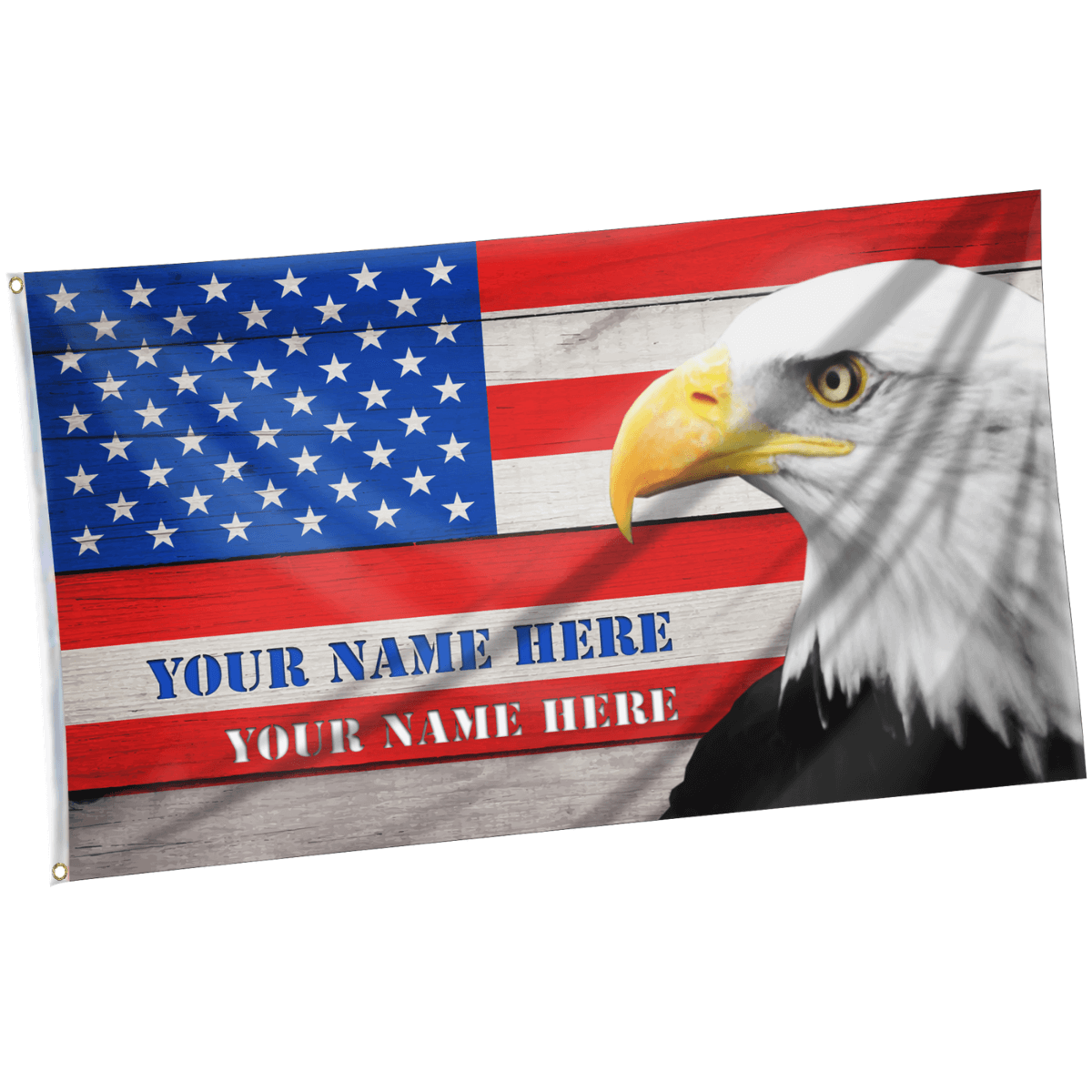 Patriotic USA Eagle Personalized Premium Flag - Up to 4 Custom Texts