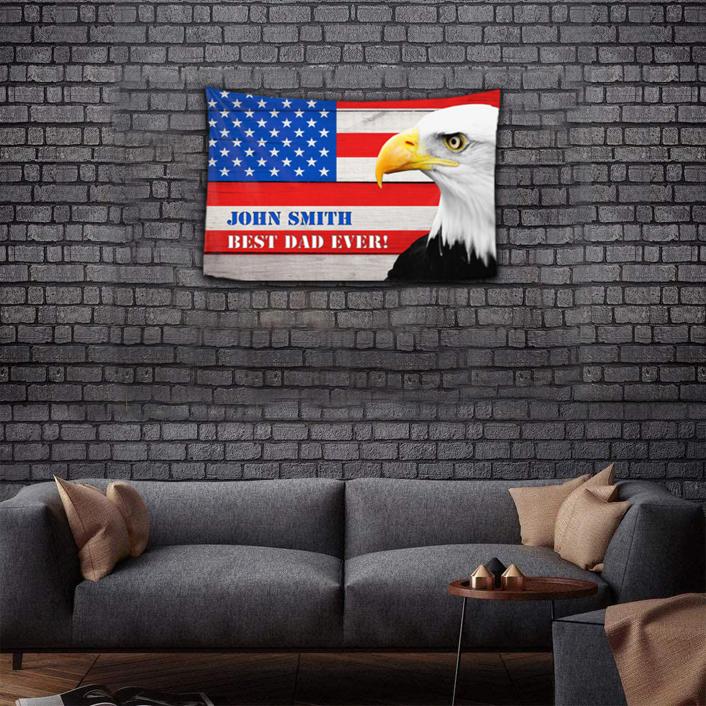 Patriotic USA Eagle Personalized Premium Flag - Up to 4 Custom Texts