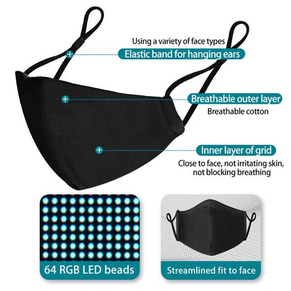 LED Voice Activated Light Up Face Cover