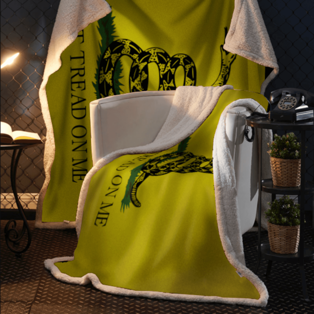 Gadsden Don't Tread On Me Sherpa Blanket - 50x60 + Free Matching 3x5 Single Reverse Flag