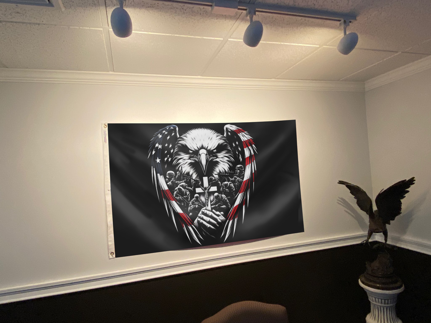 Eagle Through American Flag