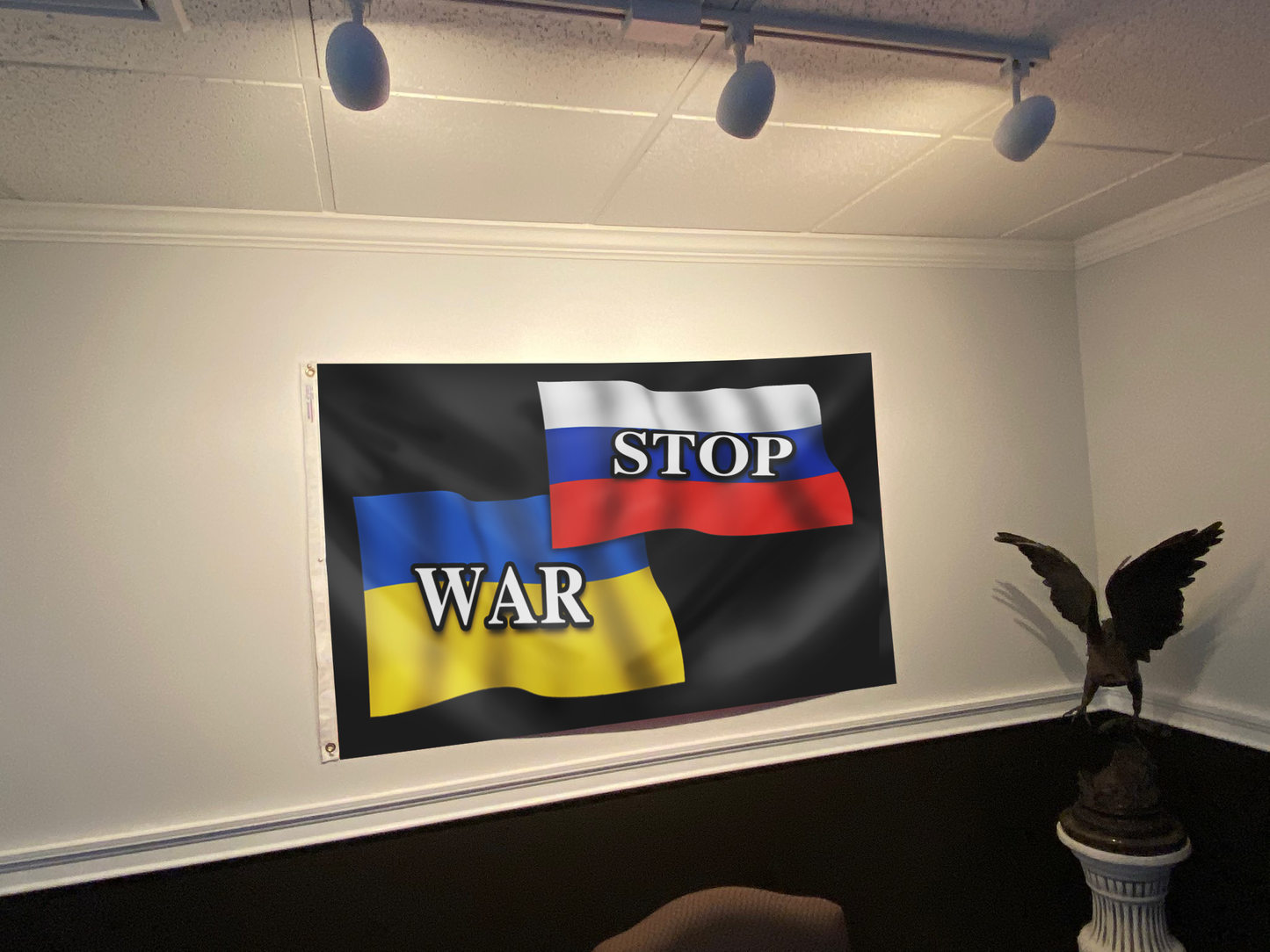 RUSSIA UKRAINE STOP WAR FLAG