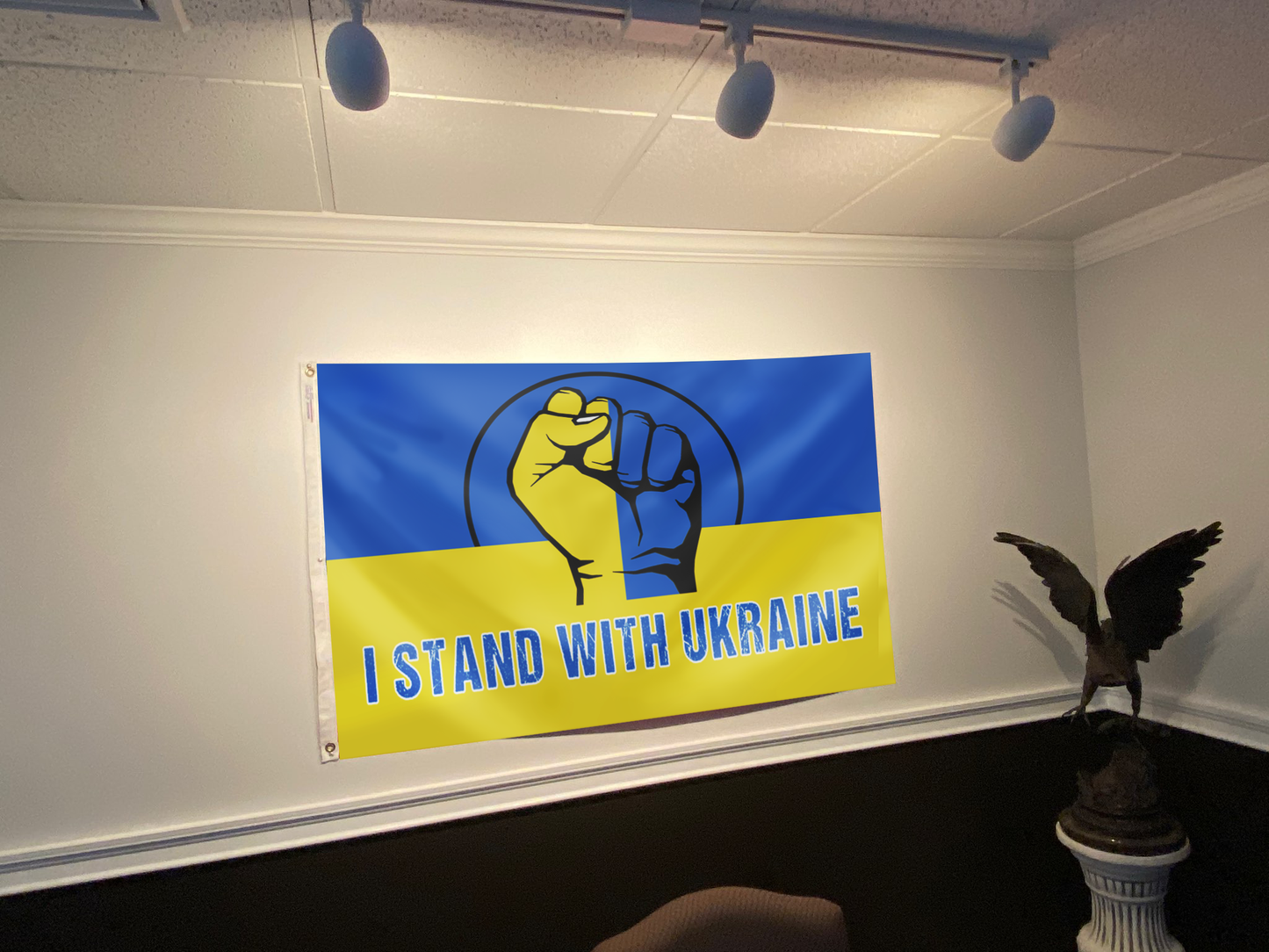 I Stand With Ukraine Fist Ukrainian Support Flag