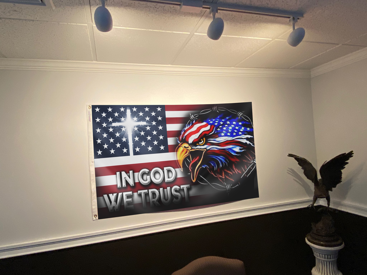 Eagle Cross In God We Trust Flag