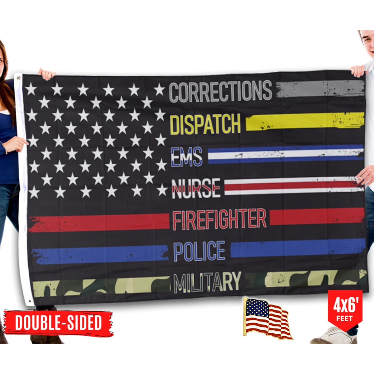 Patriotic Support Appreciation - USA Flag + American Flag Lapel Pin - Bundle
