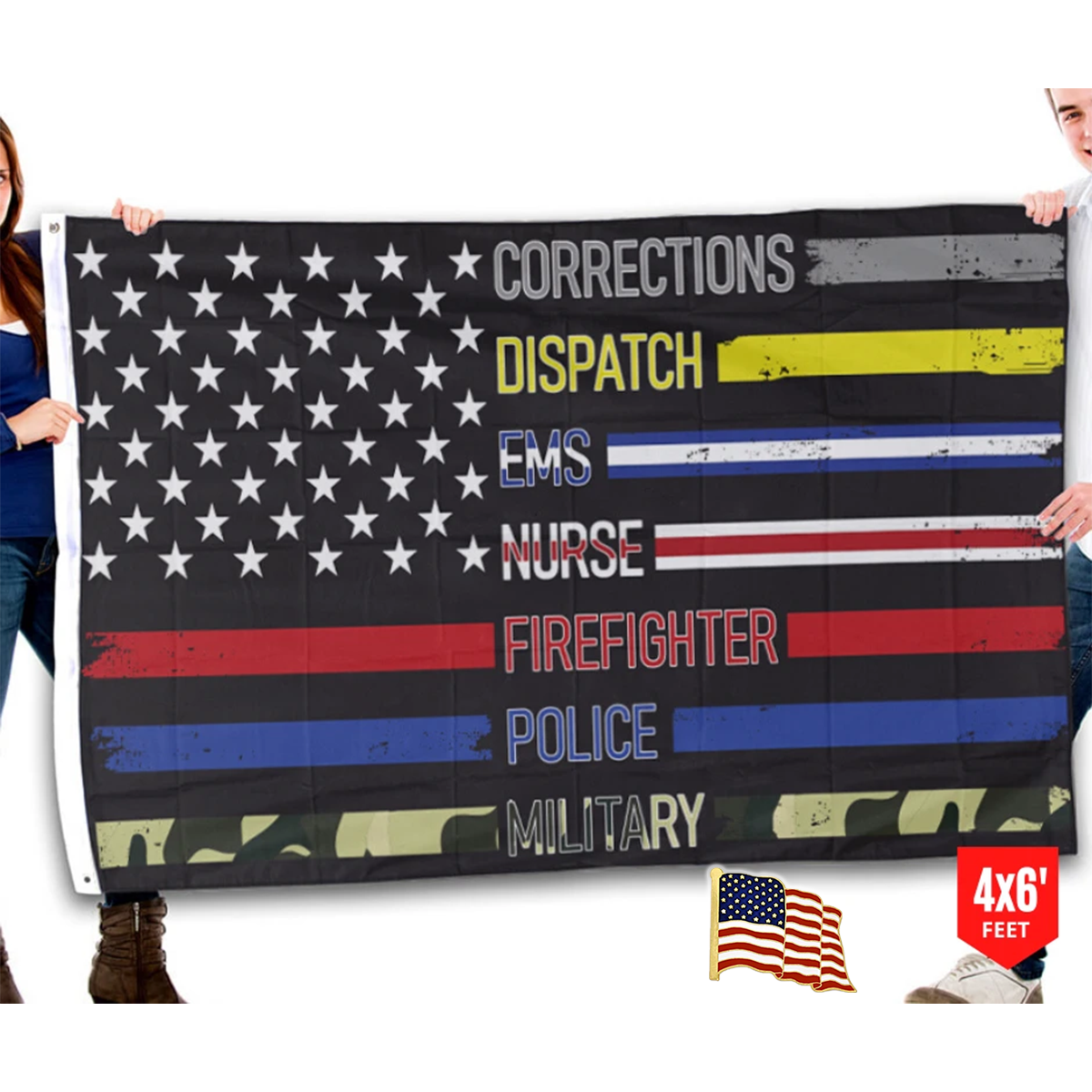 Patriotic Support Appreciation - USA Flag + American Flag Lapel Pin - Bundle