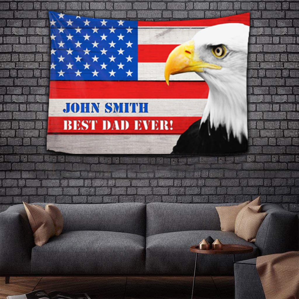 Patriotic USA Eagle Personalized Premium Flag - Up to 4 Custom Texts