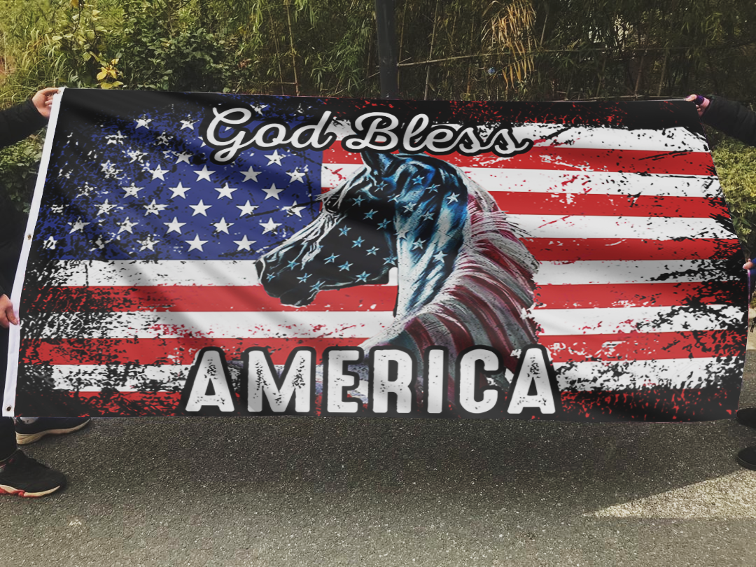 God Bless America Horse Flag