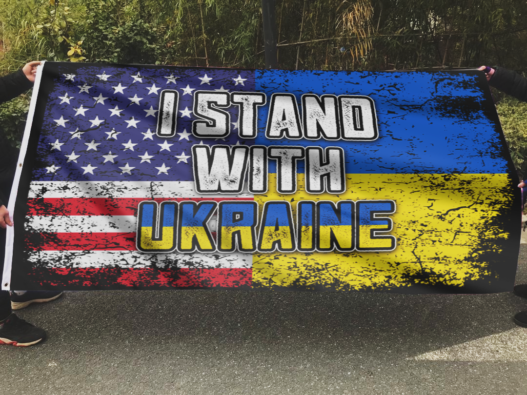 I Stand With Ukraine | American Ukrainian Flag