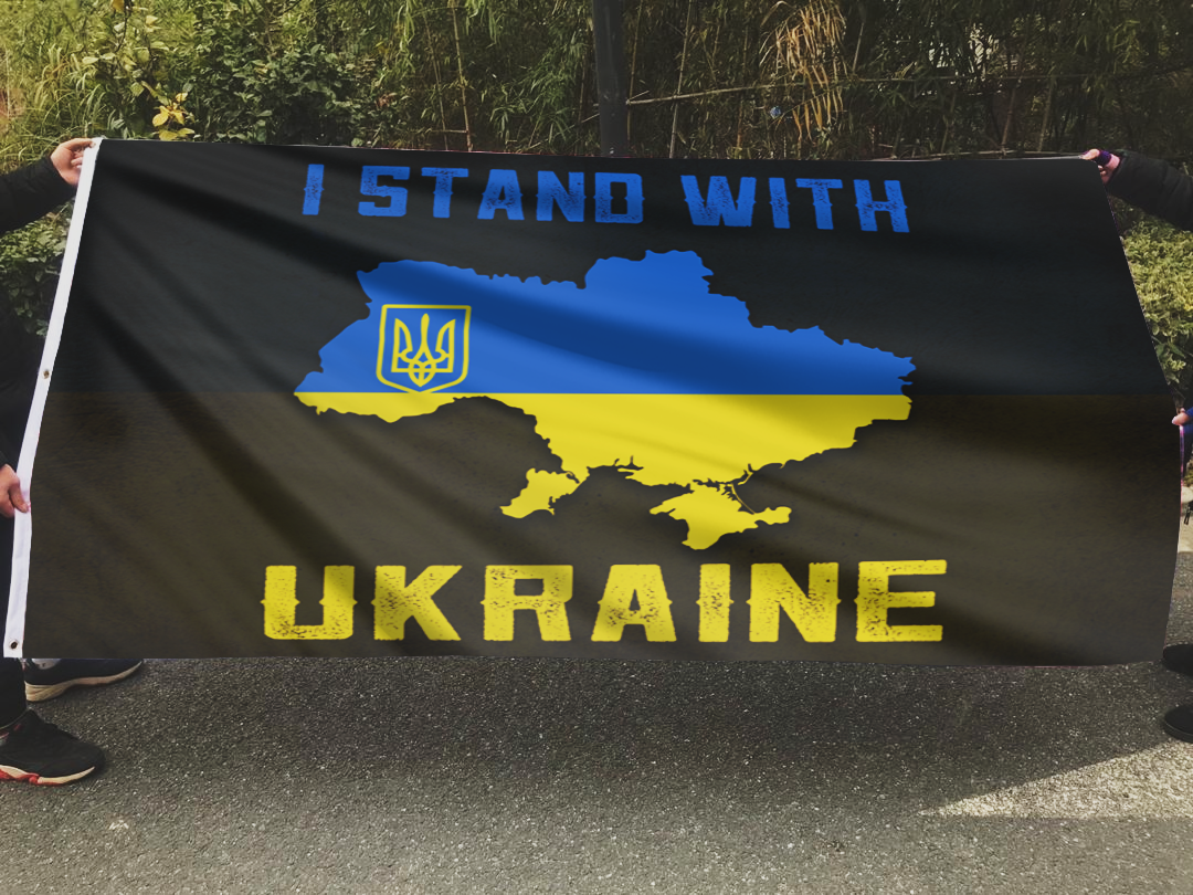 Stand With Ukraine Support Map Flag