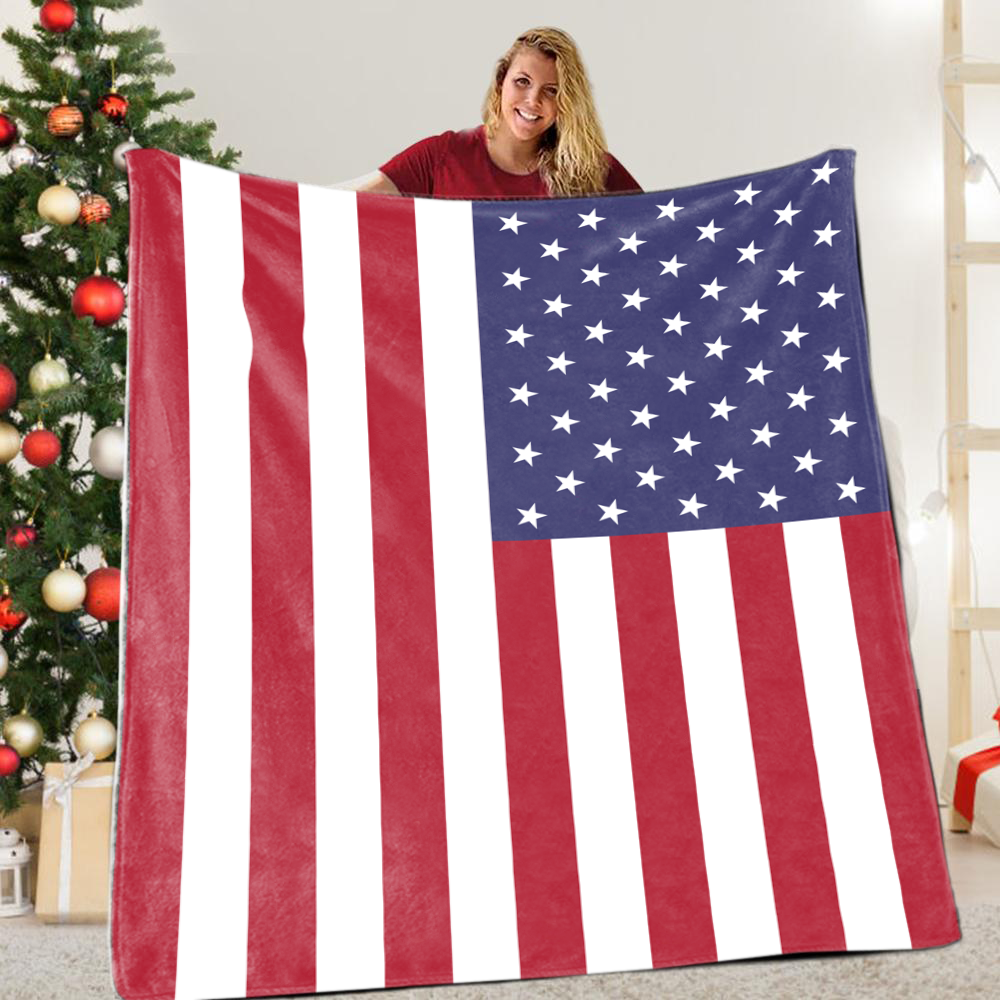 USA Flag Premium Mink Sherpa Blanket