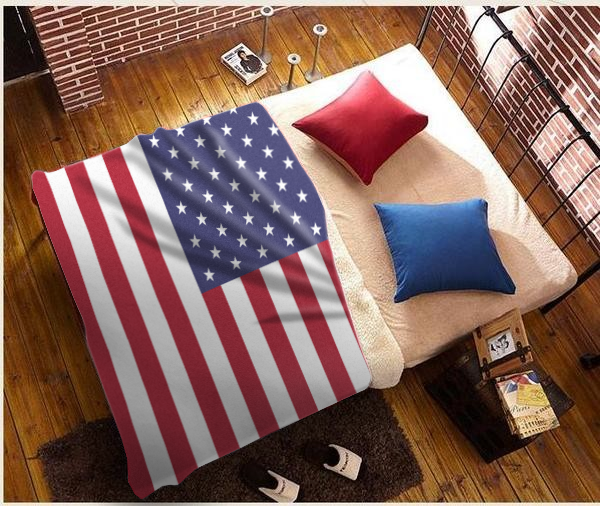 USA Flag Premium Mink Sherpa Blanket