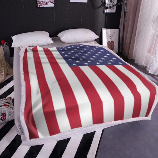 USA Flag Premium Mink Sherpa Blanket