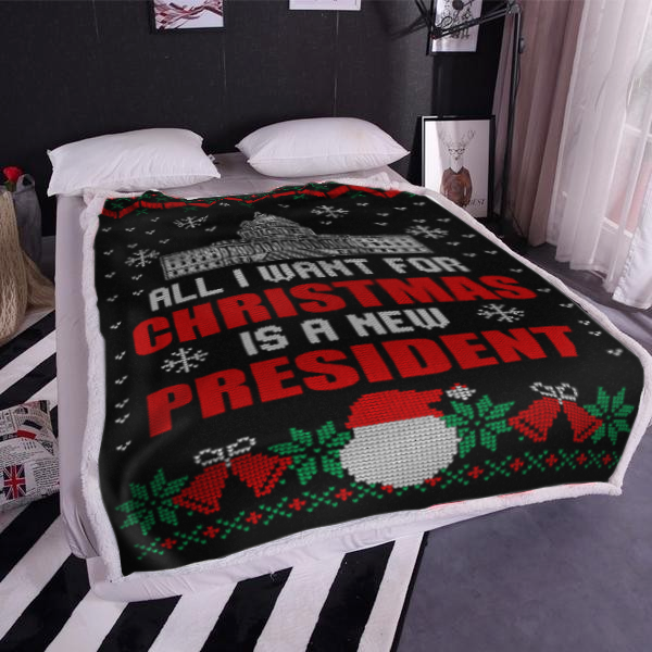All I Want For Christmas Premium Mink Sherpa Blanket 1