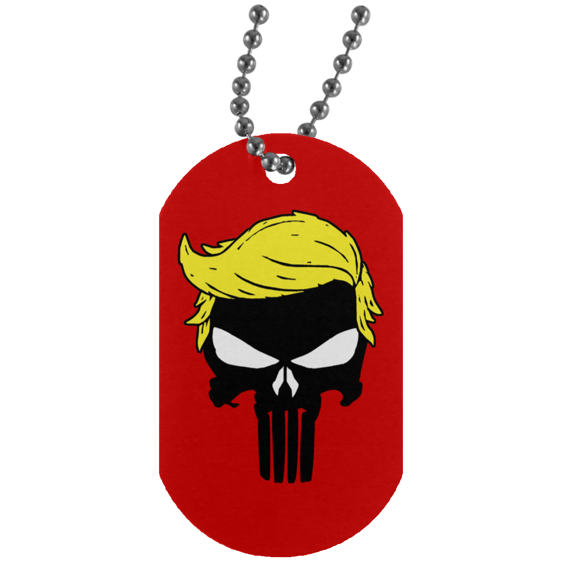 Trump Punisher Skull Dog Tag Necklace