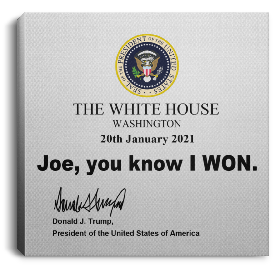 Joe, You Know I WON Square Canvas .75in Frame
