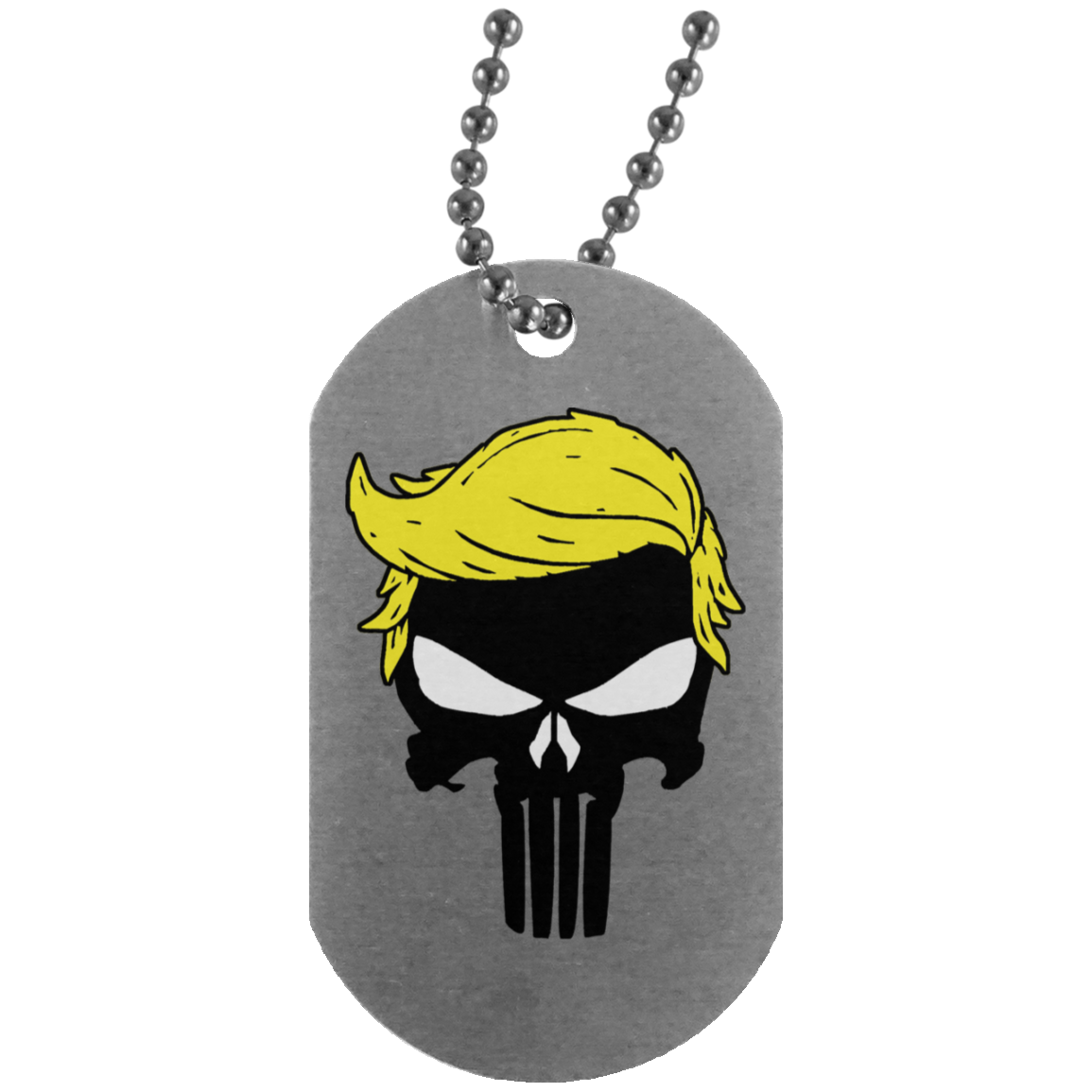 Trump Punisher Skull Dog Tag Necklace