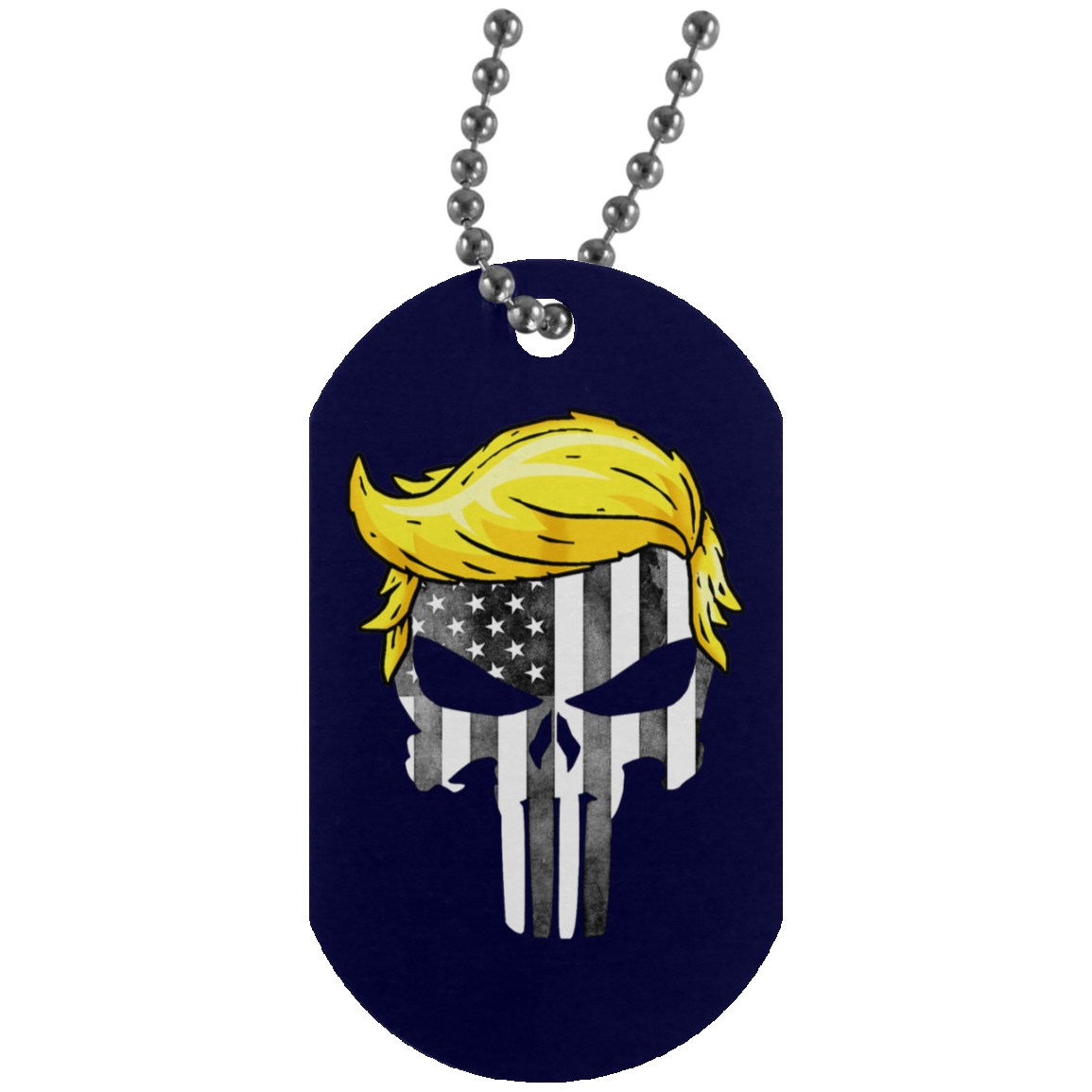 Trump Punisher Black and White Dog Tag Necklace