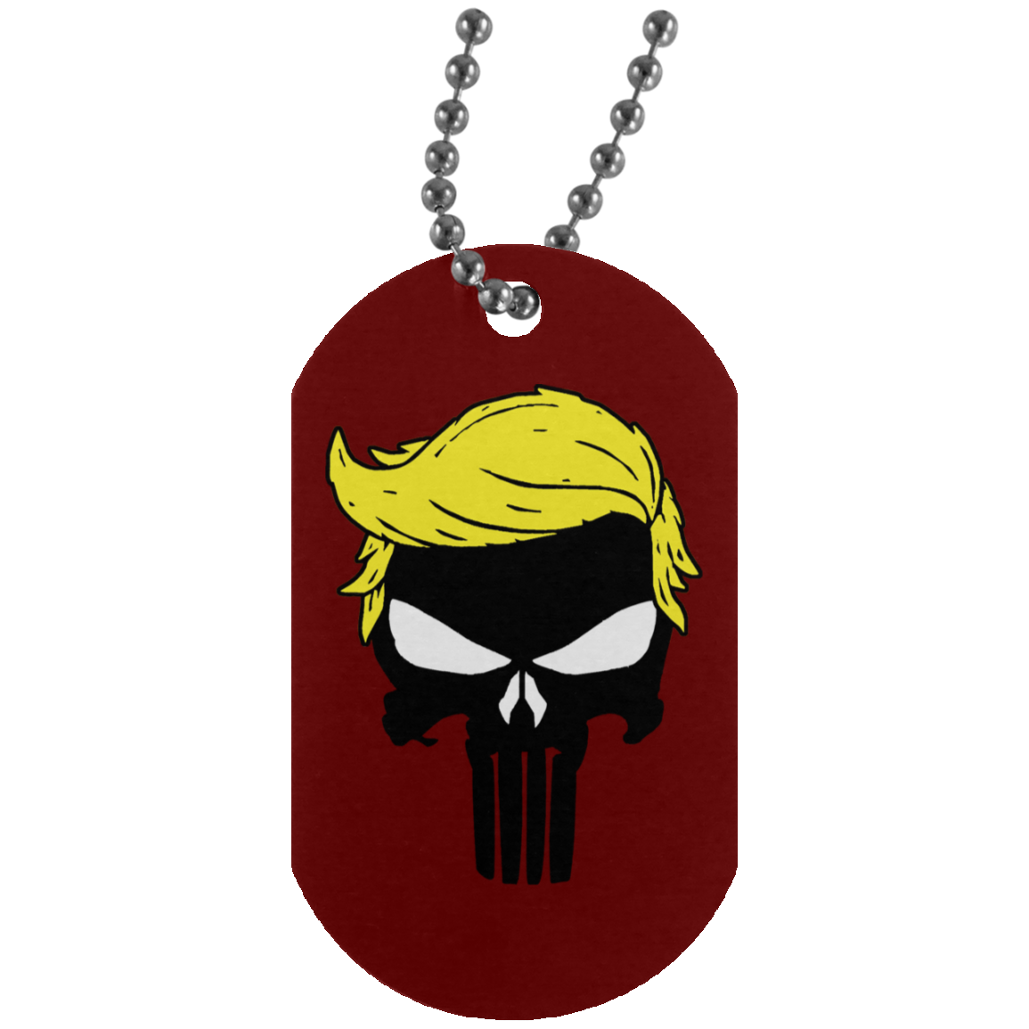 Trump Punisher Skull Dog Tag Necklace