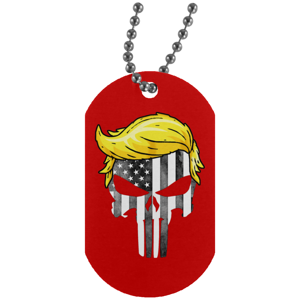 Trump Punisher Black and White Dog Tag Necklace