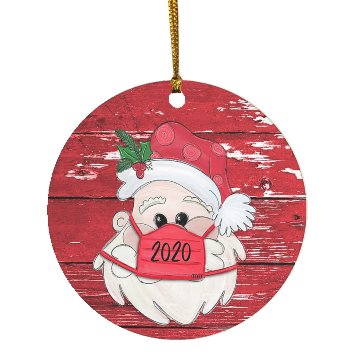 Santa Wearing Mask Ornament