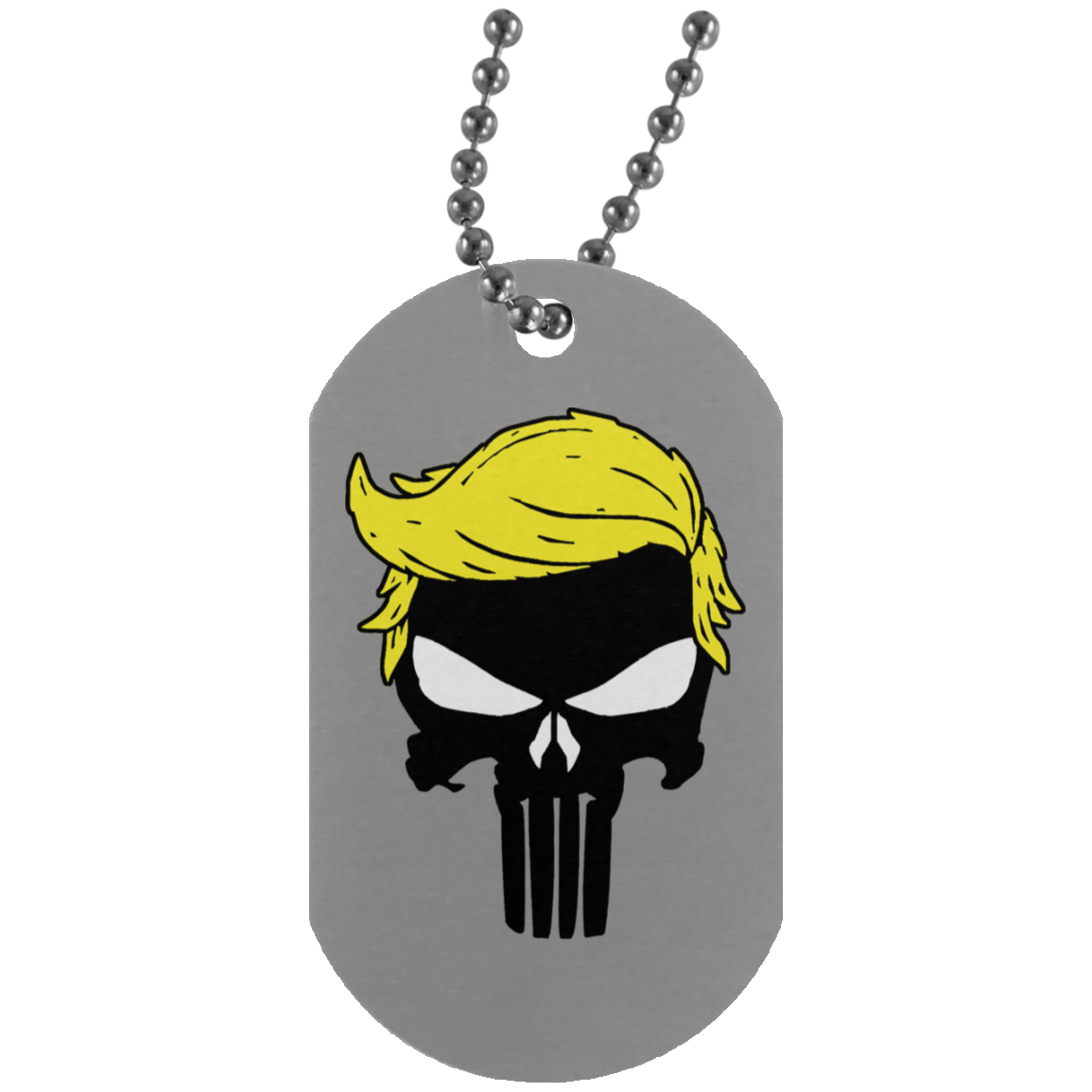 Trump Punisher Skull Dog Tag Necklace
