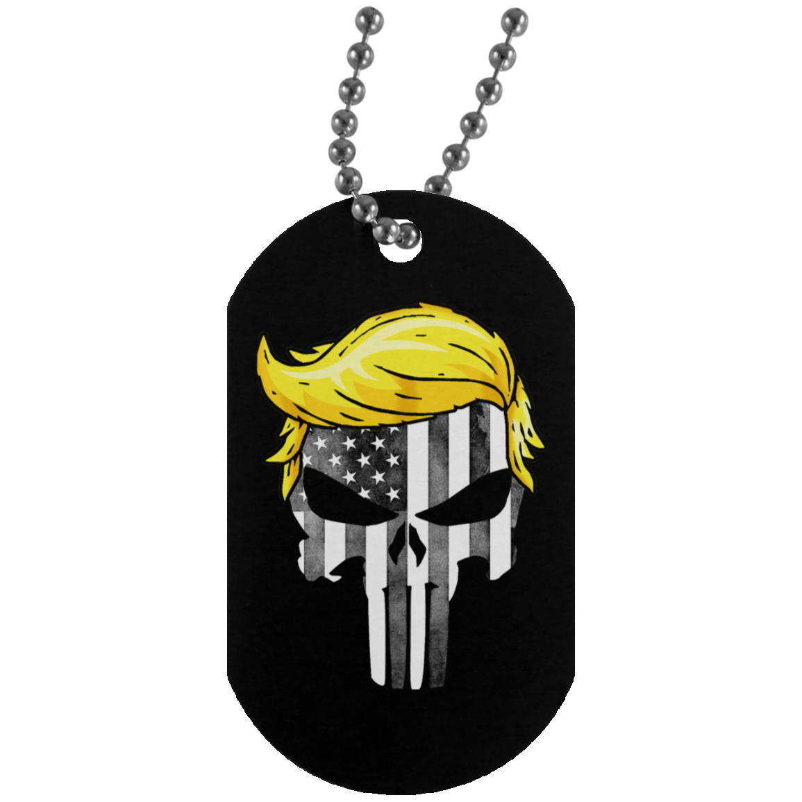 Trump Punisher Black and White Dog Tag Necklace