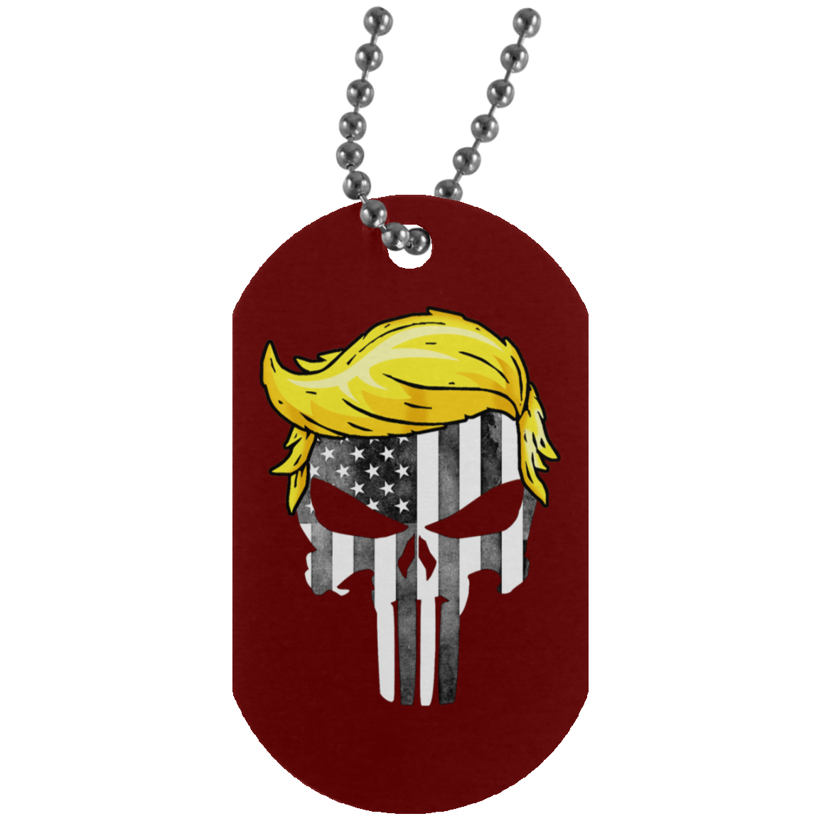 Trump Punisher Black and White Dog Tag Necklace