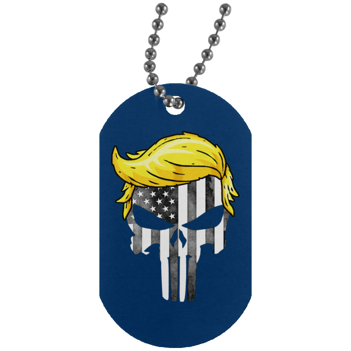 Trump Punisher Black and White Dog Tag Necklace