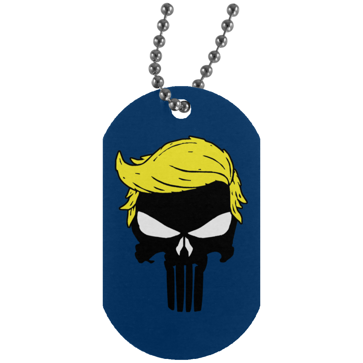 Trump Punisher Skull Dog Tag Necklace