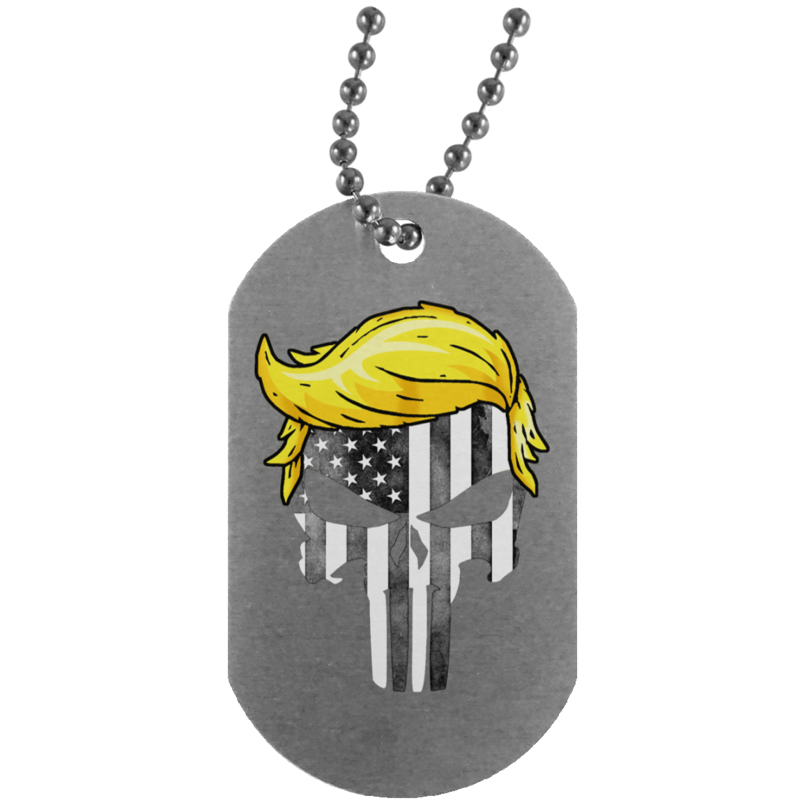 Trump Punisher Black and White Dog Tag Necklace