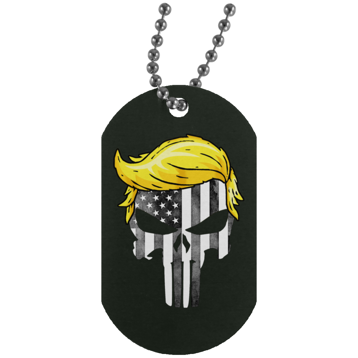Trump Punisher Black and White Dog Tag Necklace