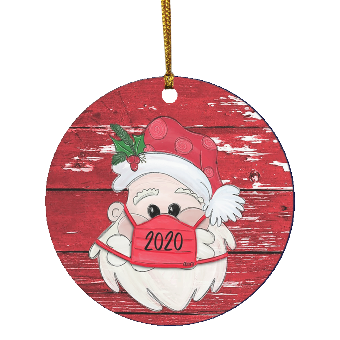 Santa Wearing Mask Ornament