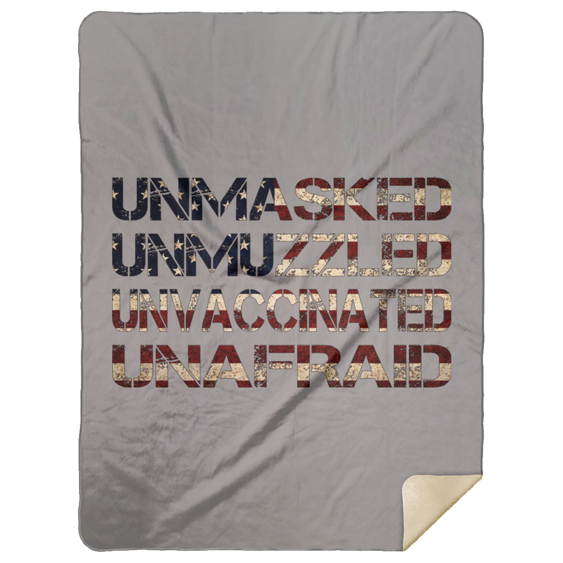 Unmasked. Unmuzzled. Unvaccinated. Unafraid. Premium Mink Sherpa Blanket
