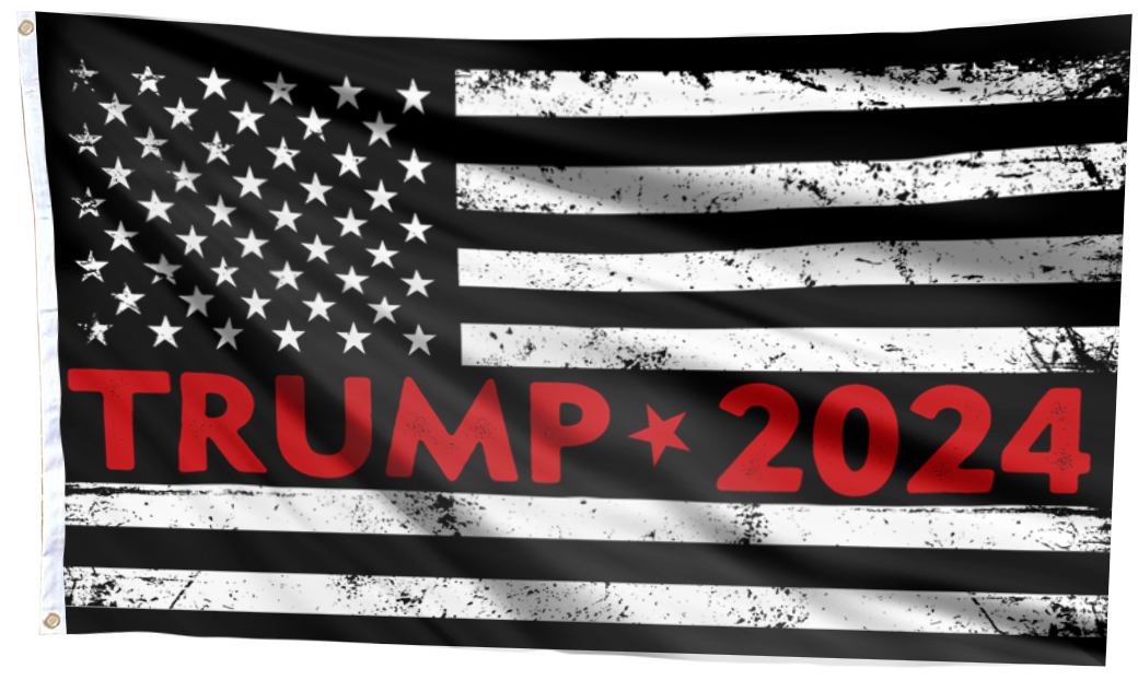 Trump 2024 - Black and White USA Flag