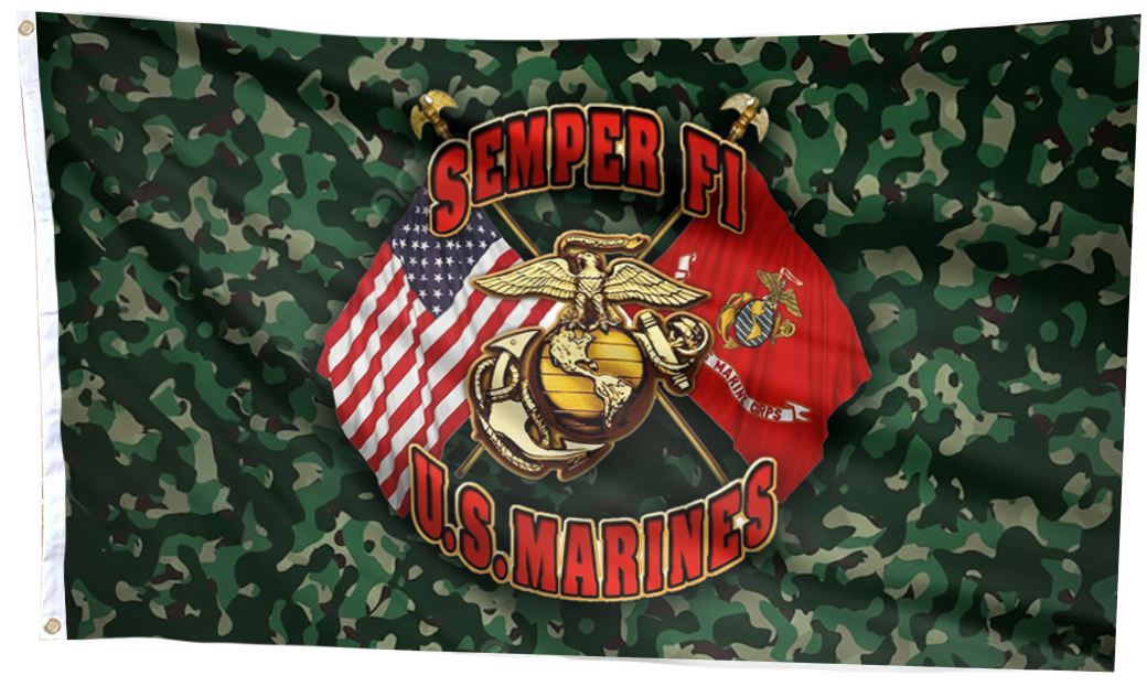 Semper Fi U.S. Marines Camo Flag