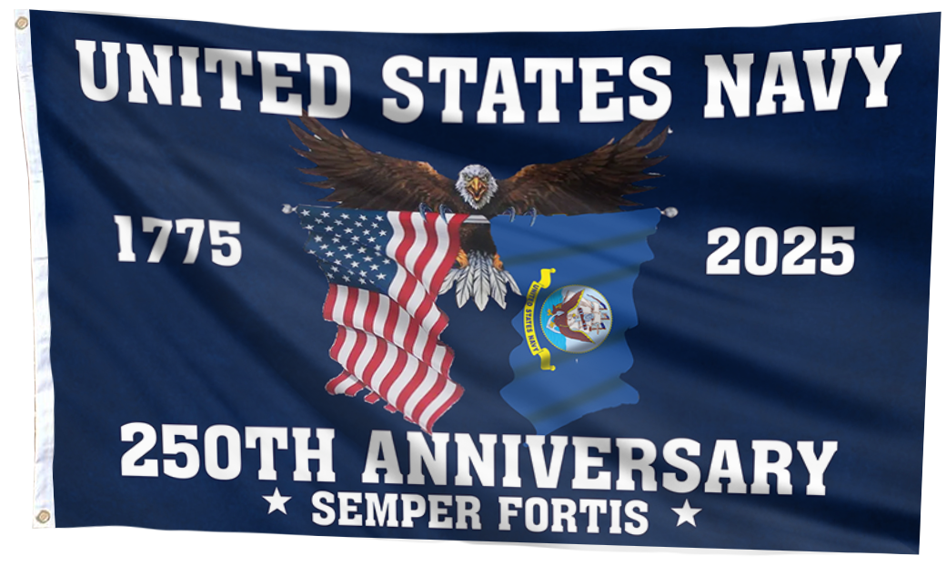 U.S. Navy 250 Years Anniversary 1775–2025 Flag
