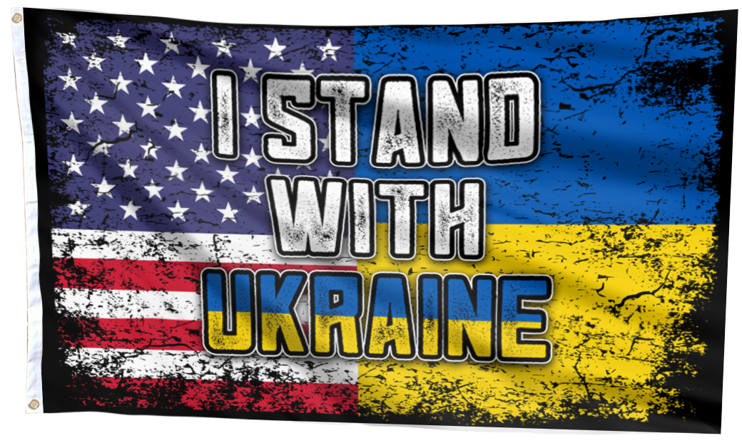 I Stand With Ukraine | American Ukrainian Flag