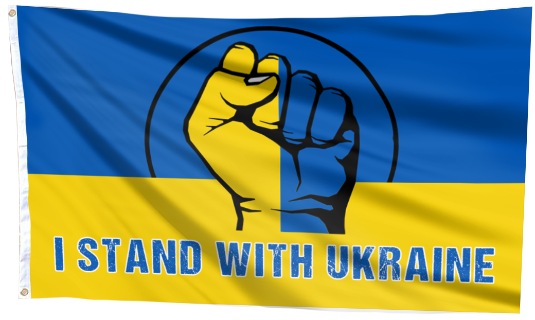 I Stand With Ukraine Fist Ukrainian Support Flag
