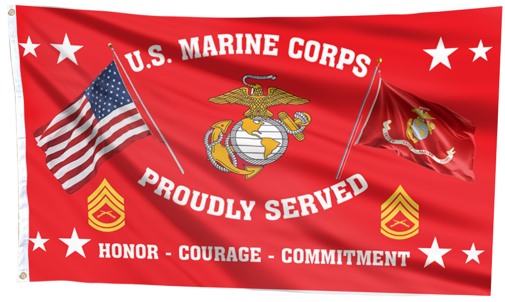 United States Marine Corps - Gunnery Sergeant Flag (RED)