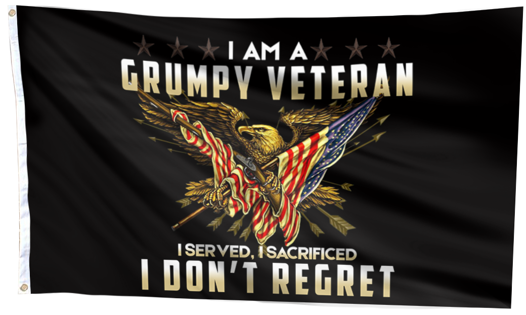 I Am A Grumpy Veteran Flag