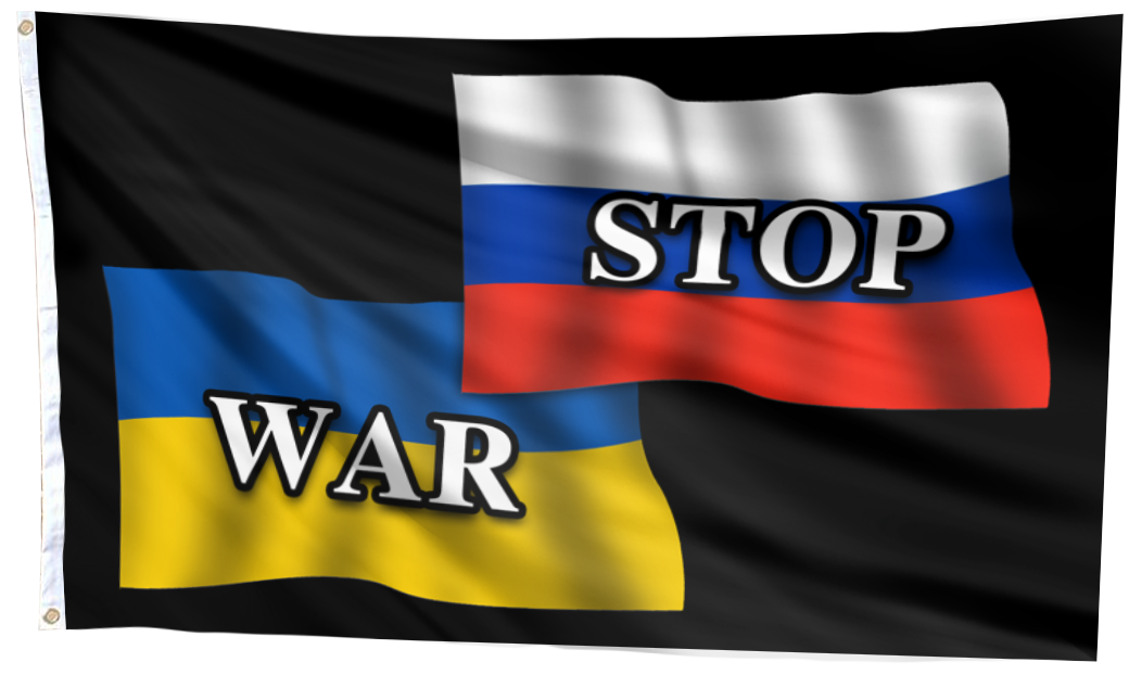 RUSSIA UKRAINE STOP WAR FLAG