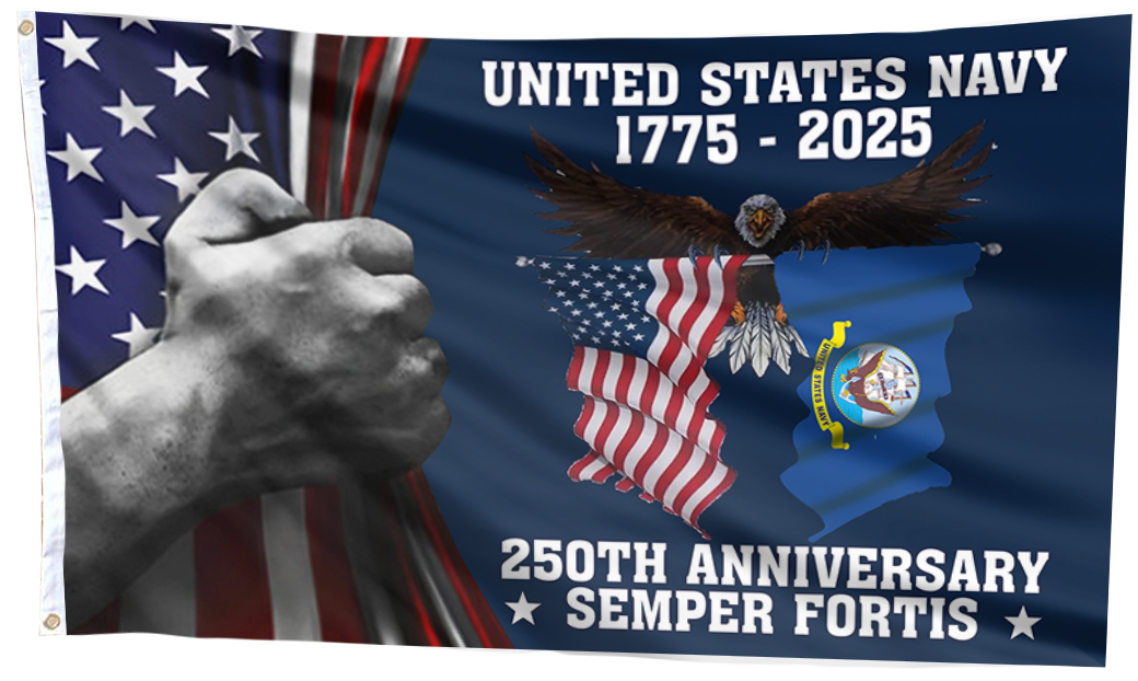 United States Navy 250 Years Anniversary 1775–2025 Flag