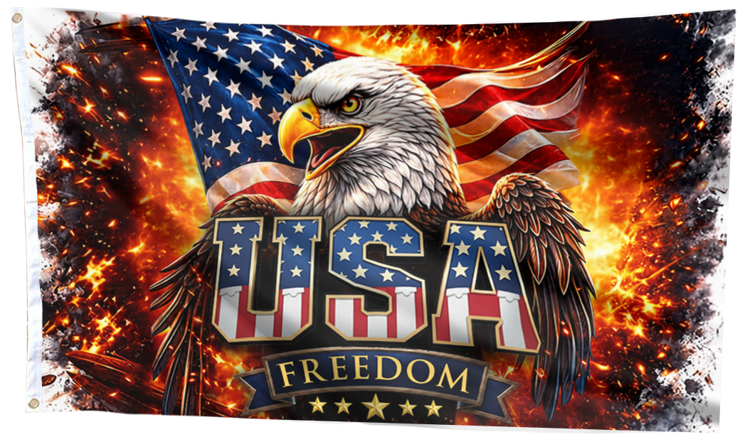 USA Freedom Eagle Fire Flag