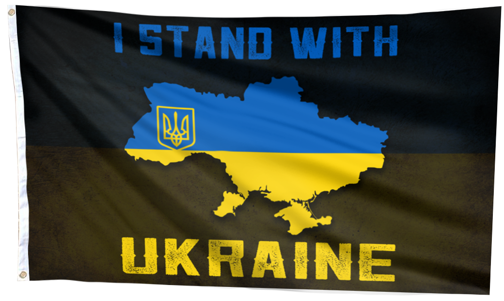 Stand With Ukraine Support Map Flag