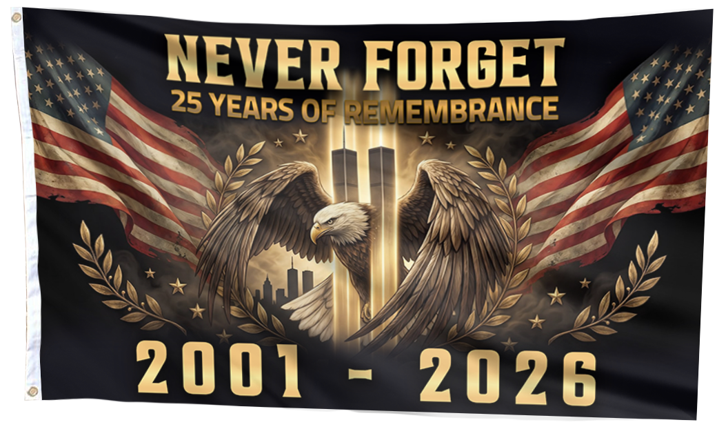 Never Forget - 25 Years of Remembrance USA Flag