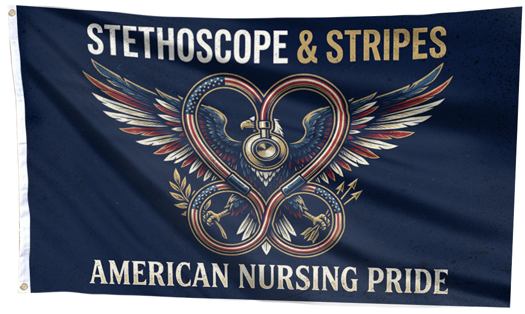 Stethoscope & Stripes American Nursing Pride Flag