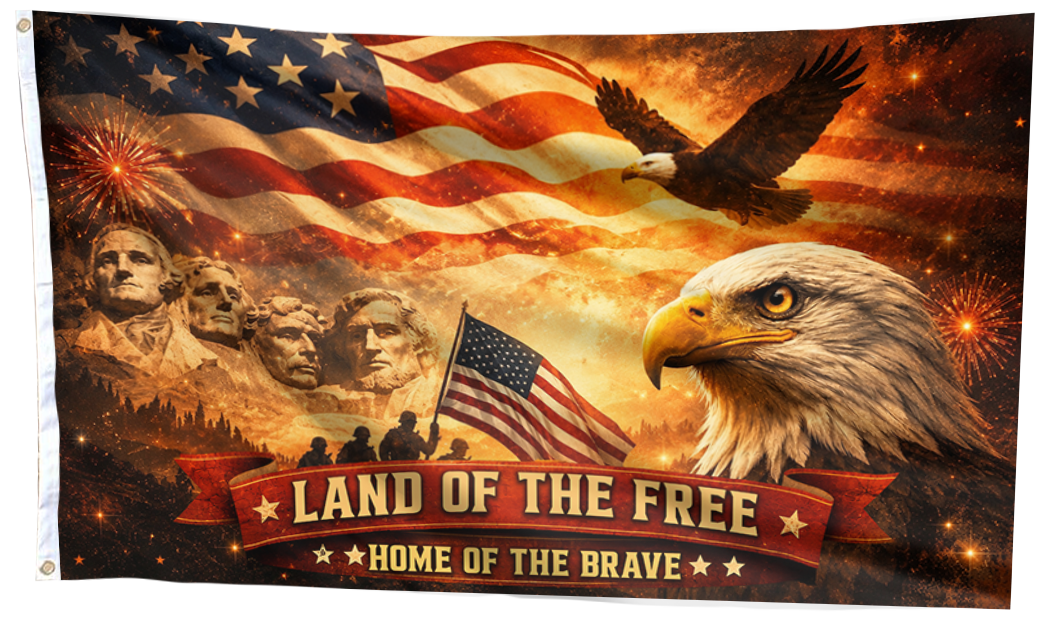 Land of the FREE - HOME of the BRAVE USA Flag